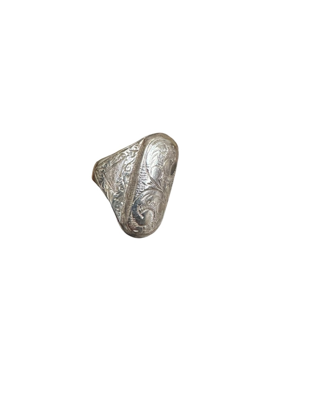 Engraved Floral Sterling Silver Statement Ring - Women Jewelry - Picture 4 of 4